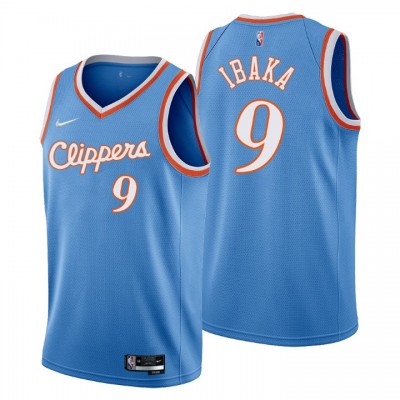 Los Angeles Clippers #9 Serge Ibaka Men's Nike Blue 202122 Swingman NBA Jersey - City Edition Men's